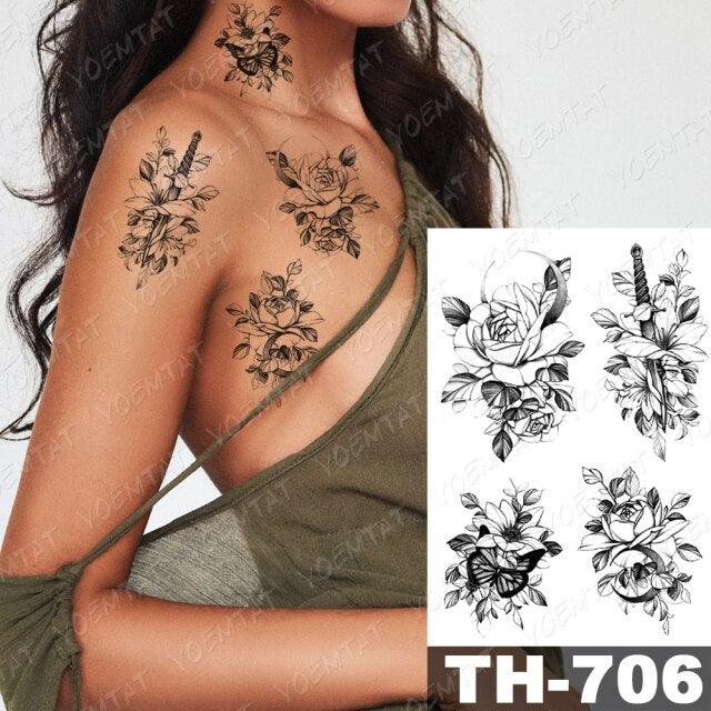 Gladiator Temporary Tattoo Sticker Flower Waterproof Big Modern Womens Mens Body Tattoo Luxury Design Stevvex