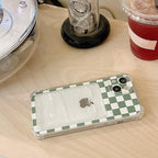 Glamorous Phone Case Shiny Transparent Card Holder Slim Soft Silicone Shockproof Case For iPhone 14 13 11 12 Pro Max 7 8 Plus Cute Green Checkerboard Clear Cover For iPhone X XR XS Shockproof Card Holder Phone Case Stevvex