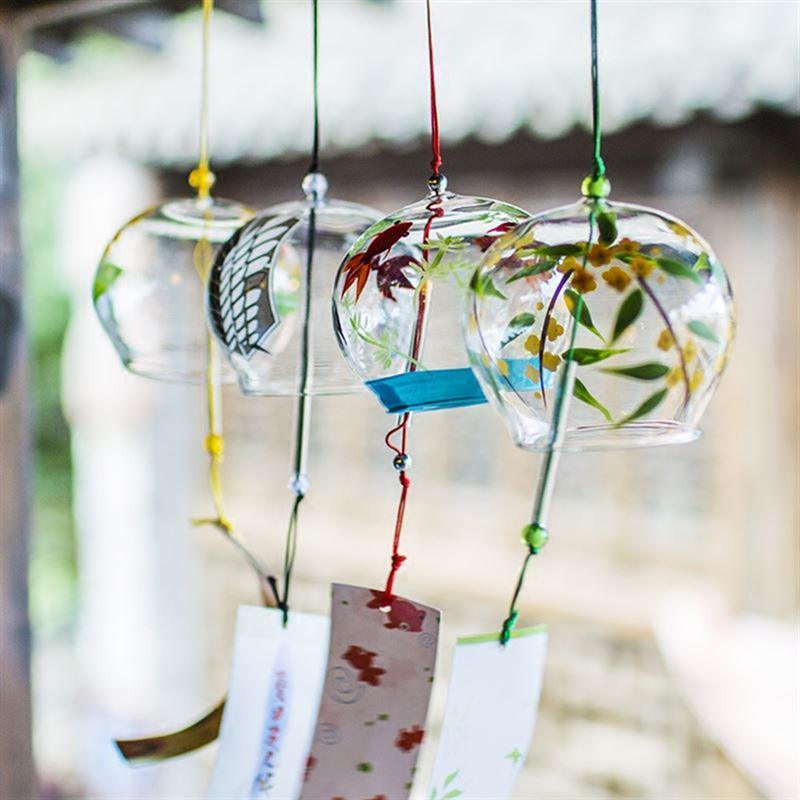 Glass Wind Chimes Japanese-Style Wind Chime Simple And Beautiful Label Pendnat Wind Bells Japanese Glass Wind Chime Handmade Pendants For Birthday Gift and Home Decors Stevvex