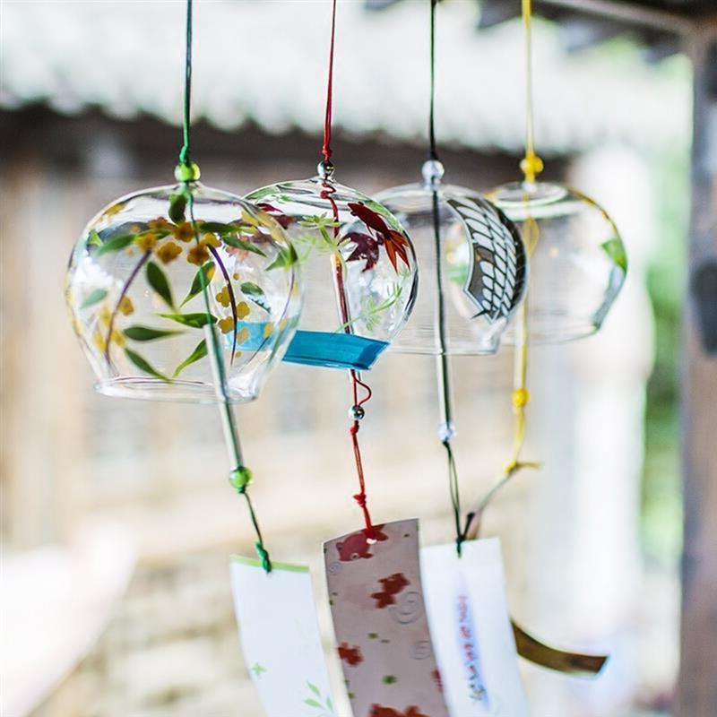 Glass Wind Chimes Japanese-Style Wind Chime Simple And Beautiful Label Pendnat Wind Bells Japanese Glass Wind Chime Handmade Pendants For Birthday Gift and Home Decors Stevvex