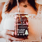 Holiday Funny Insulated Tumbler 17oz Tree Tops Glisten Children Don't Listen Coffee Cup BandsCo Straps