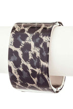 Glitter Hinged Bangle Leopard Print Wide Cuff Bracelet