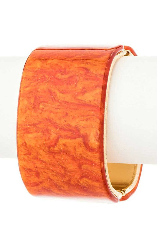 Glitter Hinged Bangle Leopard Print Wide Cuff Bracelet