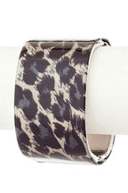 Glitter Hinged Bangle Leopard Print Wide Cuff Bracelet