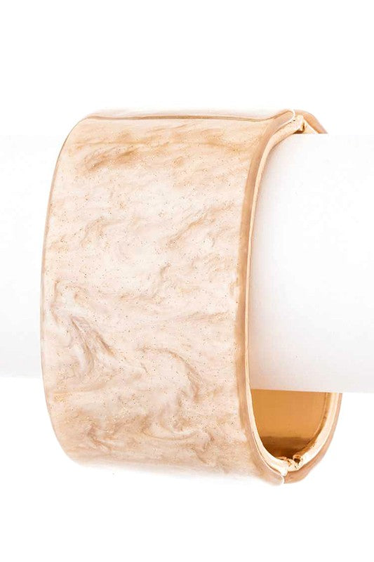 Glitter Hinged Bangle Leopard Print Wide Cuff Bracelet