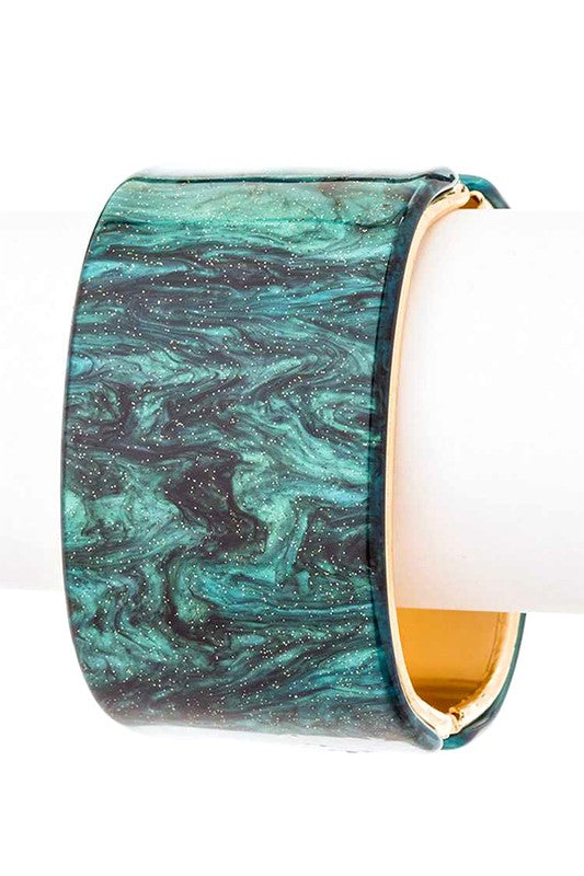 Glitter Hinged Bangle Leopard Print Wide Cuff Bracelet