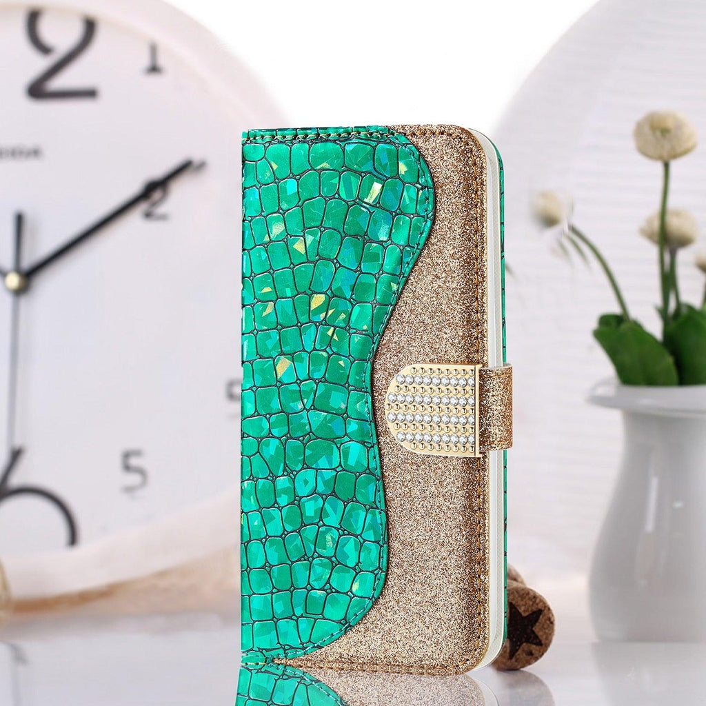 Glitter Leather Case For iPhone 11 12 13 14 Pro XR XS Max Alligator Flip Case Cover For iPhone SE Glitter Matching Texture Horizontal Flip Leather Case with Card Slots & Holder & Wallet Phone Accessories Stevvex