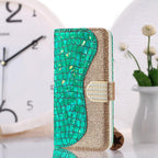 Glitter Leather Case For iPhone 11 12 13 14 Pro XR XS Max Alligator Flip Case Cover For iPhone SE Glitter Matching Texture Horizontal Flip Leather Case with Card Slots & Holder & Wallet Phone Accessories Stevvex