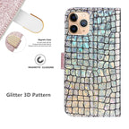 Glitter Leather Case For iPhone 11 12 13 14 Pro XR XS Max Alligator Flip Case Cover For iPhone SE Glitter Matching Texture Horizontal Flip Leather Case with Card Slots & Holder & Wallet Phone Accessories Stevvex