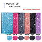 Glitter Leather Magnetic Flip Case for IPhone 14 13 11 12 Mini Pro Max Wallet Card Holder Cover Flip Shockproof Leather Wallet Case With Stand Silicone Bumper Cover Stevvex