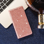 Glitter Leather Magnetic Flip Case for IPhone 14 13 11 12 Mini Pro Max Wallet Card Holder Cover Flip Shockproof Leather Wallet Case With Stand Silicone Bumper Cover Stevvex