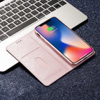 Glitter Leather Magnetic Flip Case for IPhone 14 13 11 12 Mini Pro Max Wallet Card Holder Cover Flip Shockproof Leather Wallet Case With Stand Silicone Bumper Cover Stevvex