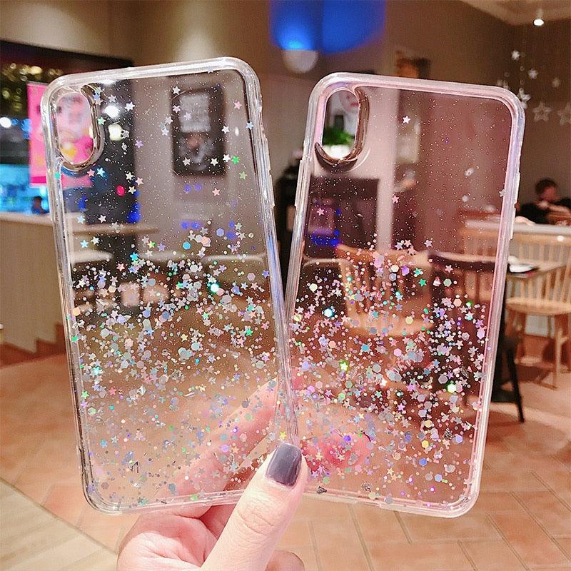 Glitter Luxury Soft Phone Case For iPhone 13 mini 12 Pro 11 ProMax For iPhone XR XS Max X 8 7 6s 6 Plus Back Cover Case Fashion Glitter Silicone Clear Shiny Sparkly Soft Flexible Shock-Absorbing Slim Protective Case Stevvex