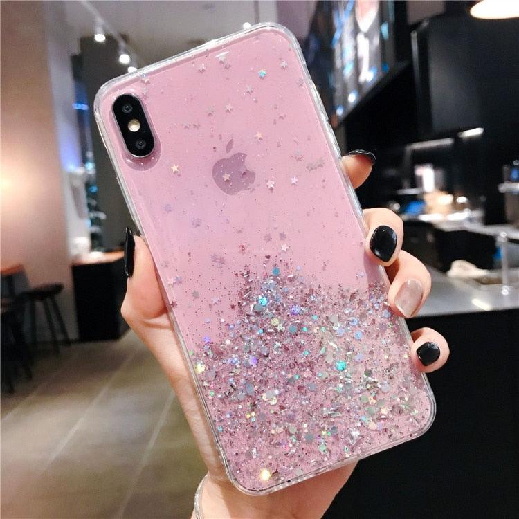 Glitter Luxury Soft Phone Case For iPhone 13 mini 12 Pro 11 ProMax For iPhone XR XS Max X 8 7 6s 6 Plus Back Cover Case Fashion Glitter Silicone Clear Shiny Sparkly Soft Flexible Shock-Absorbing Slim Protective Case Stevvex