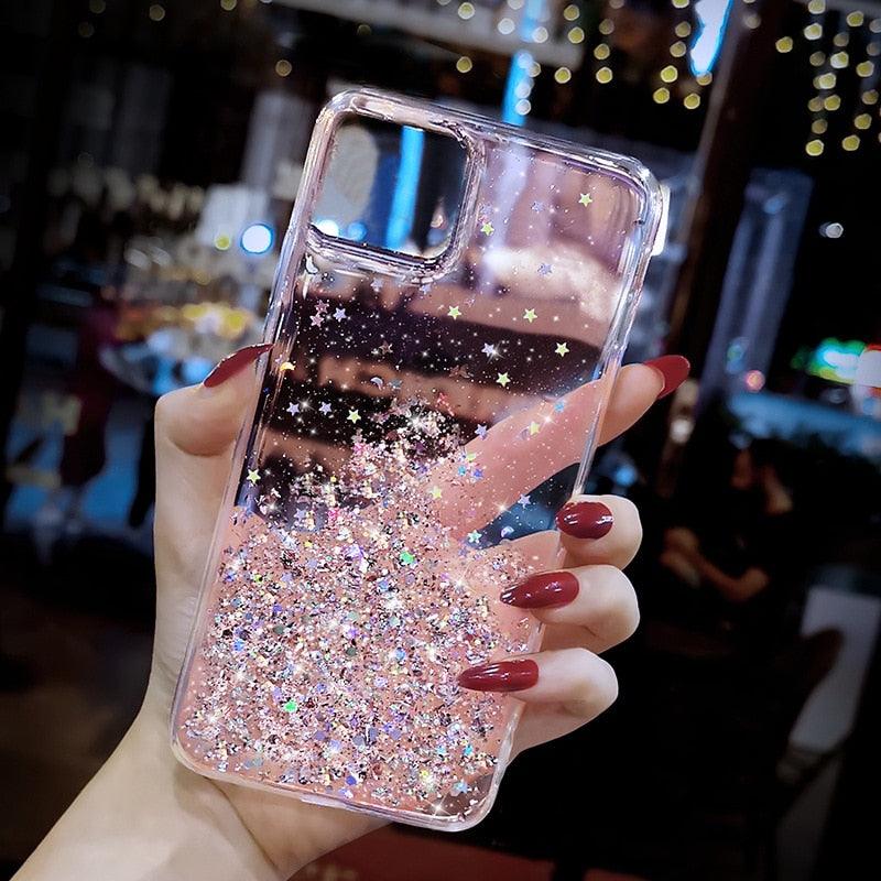 Glitter Luxury Soft Phone Case For iPhone 13 mini 12 Pro 11 ProMax For iPhone XR XS Max X 8 7 6s 6 Plus Back Cover Case Fashion Glitter Silicone Clear Shiny Sparkly Soft Flexible Shock-Absorbing Slim Protective Case Stevvex