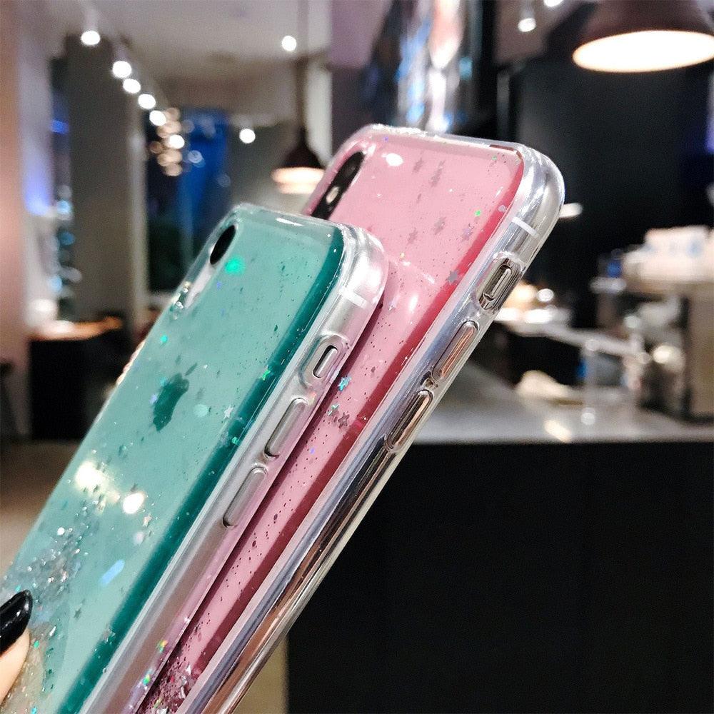 Glitter Luxury Soft Phone Case For iPhone 13 mini 12 Pro 11 ProMax For iPhone XR XS Max X 8 7 6s 6 Plus Back Cover Case Fashion Glitter Silicone Clear Shiny Sparkly Soft Flexible Shock-Absorbing Slim Protective Case Stevvex