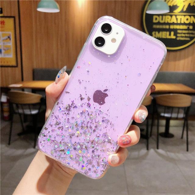 Glitter Luxury Soft Phone Case For iPhone 13 mini 12 Pro 11 ProMax For iPhone XR XS Max X 8 7 6s 6 Plus Back Cover Case Fashion Glitter Silicone Clear Shiny Sparkly Soft Flexible Shock-Absorbing Slim Protective Case Stevvex