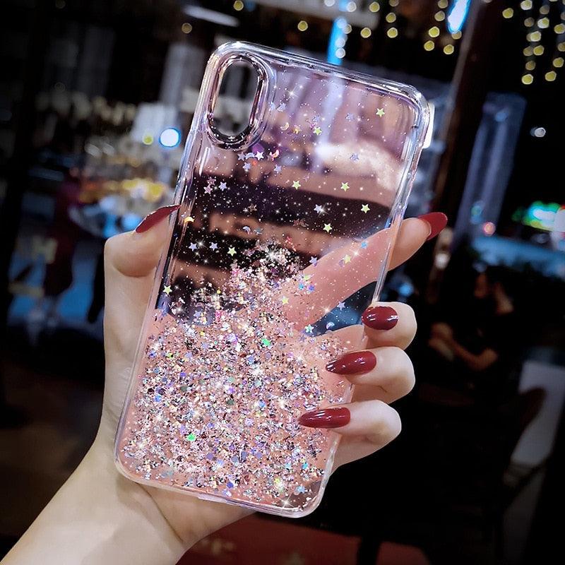 Glitter Luxury Soft Phone Case For iPhone 13 mini 12 Pro 11 ProMax For iPhone XR XS Max X 8 7 6s 6 Plus Back Cover Case Fashion Glitter Silicone Clear Shiny Sparkly Soft Flexible Shock-Absorbing Slim Protective Case Stevvex