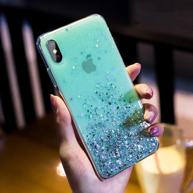 Glitter Luxury Soft Phone Case For iPhone 13 mini 12 Pro 11 ProMax For iPhone XR XS Max X 8 7 6s 6 Plus Back Cover Case Fashion Glitter Silicone Clear Shiny Sparkly Soft Flexible Shock-Absorbing Slim Protective Case Stevvex