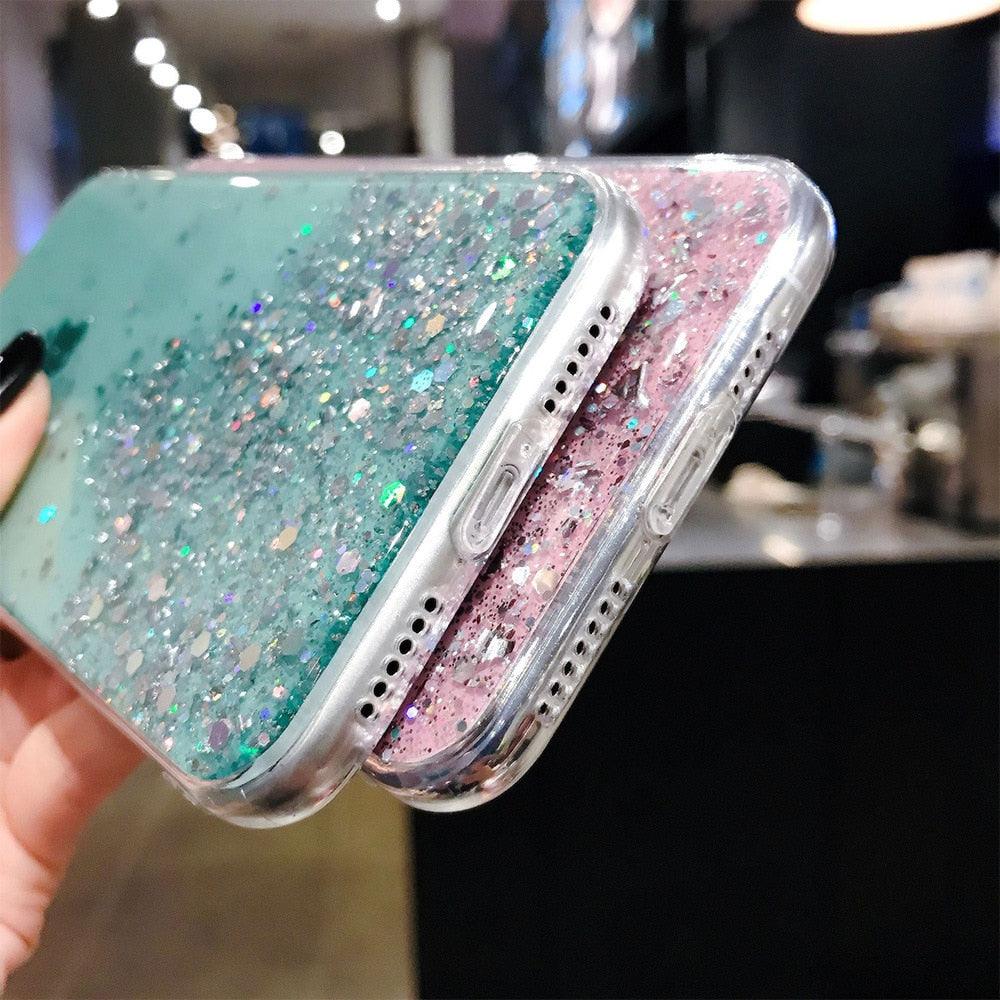 Glitter Luxury Soft Phone Case For iPhone 13 mini 12 Pro 11 ProMax For iPhone XR XS Max X 8 7 6s 6 Plus Back Cover Case Fashion Glitter Silicone Clear Shiny Sparkly Soft Flexible Shock-Absorbing Slim Protective Case Stevvex