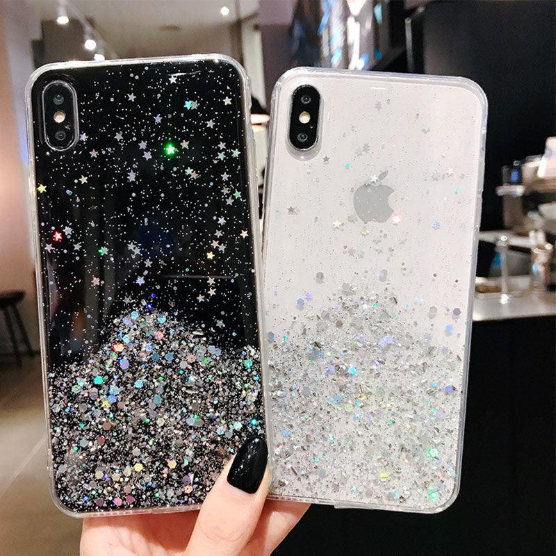 Glitter Luxury Soft Phone Case For iPhone 13 mini 12 Pro 11 ProMax For iPhone XR XS Max X 8 7 6s 6 Plus Back Cover Case Fashion Glitter Silicone Clear Shiny Sparkly Soft Flexible Shock-Absorbing Slim Protective Case Stevvex