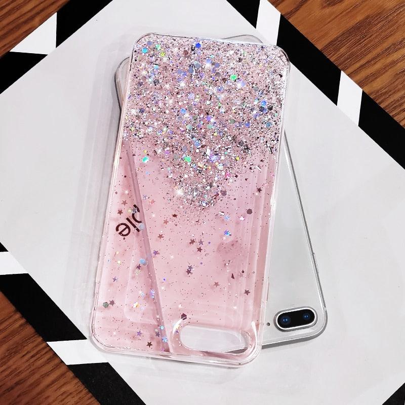 Glitter Luxury Soft Phone Case For iPhone 13 mini 12 Pro 11 ProMax For iPhone XR XS Max X 8 7 6s 6 Plus Back Cover Case Fashion Glitter Silicone Clear Shiny Sparkly Soft Flexible Shock-Absorbing Slim Protective Case Stevvex