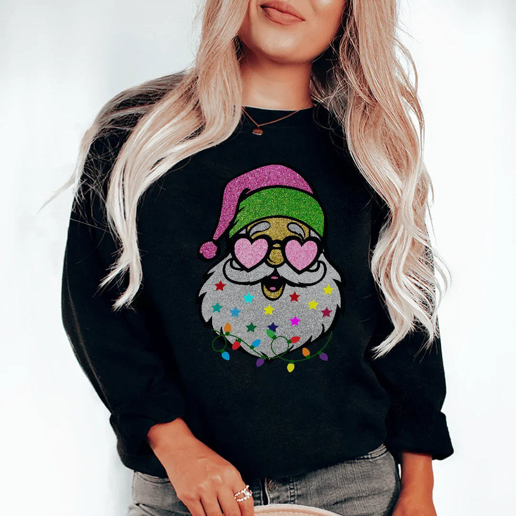 Glitter Santa Sweatshirt Peachy Sunday