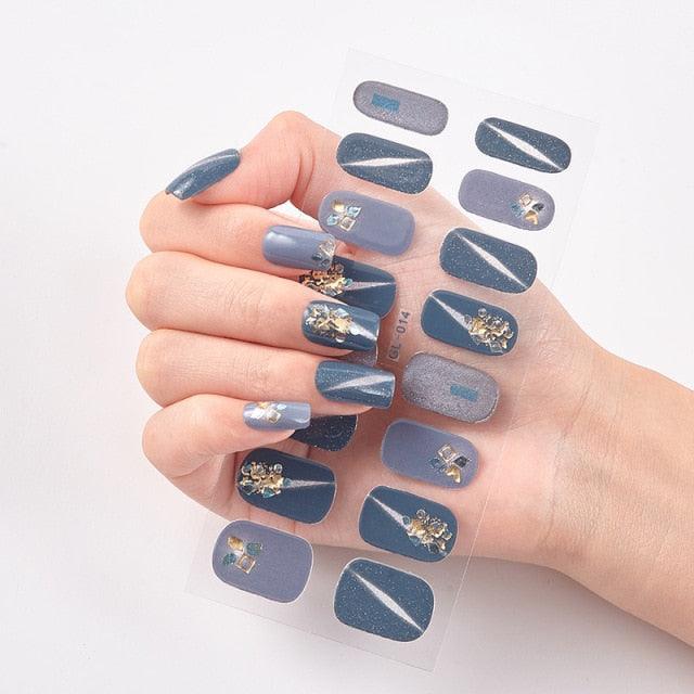 Glitter Series Shiny Manicure Decoration Designed Nail Art Stickers Nail Decoration Nail Wraps Shiny Tattoos Kids Nails Art Decoration Nail Strips Shiny French Tip Guides Stickers French Nail Stickers Form Fringe Guides Stevvex
