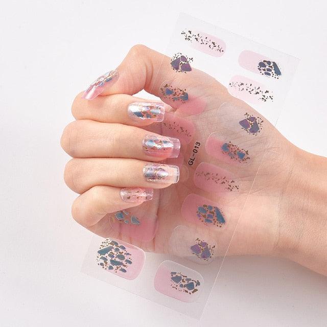 Glitter Series Shiny Manicure Decoration Designed Nail Art Stickers Nail Decoration Nail Wraps Shiny Tattoos Kids Nails Art Decoration Nail Strips Shiny French Tip Guides Stickers French Nail Stickers Form Fringe Guides Stevvex