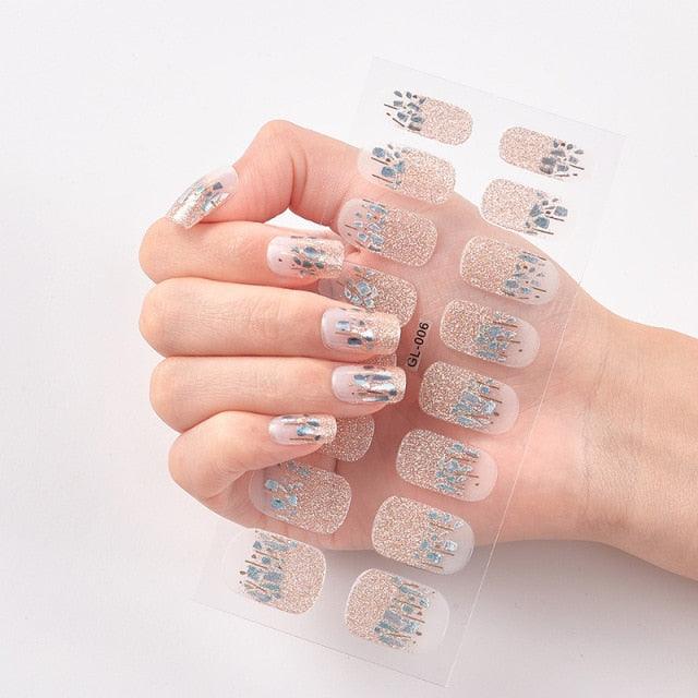 Glitter Series Shiny Manicure Decoration Designed Nail Art Stickers Nail Decoration Nail Wraps Shiny Tattoos Kids Nails Art Decoration Nail Strips Shiny French Tip Guides Stickers French Nail Stickers Form Fringe Guides Stevvex
