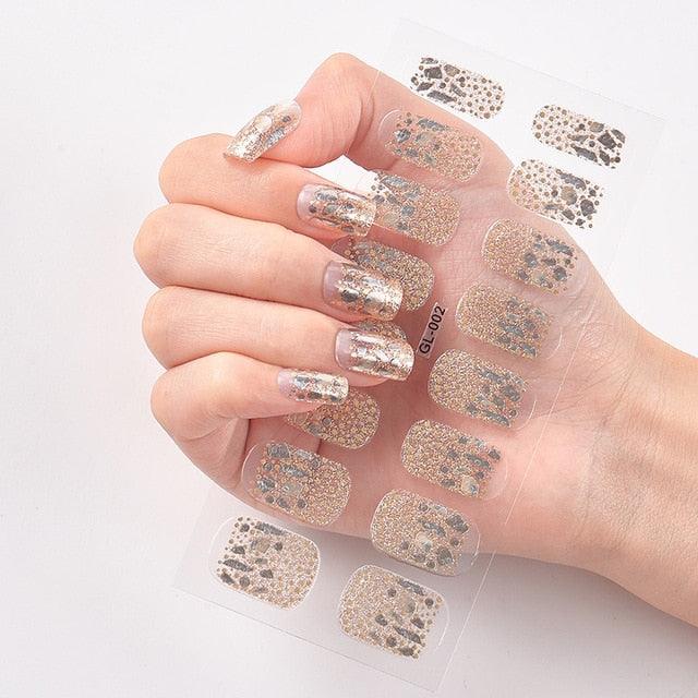 Glitter Series Shiny Manicure Decoration Designed Nail Art Stickers Nail Decoration Nail Wraps Shiny Tattoos Kids Nails Art Decoration Nail Strips Shiny French Tip Guides Stickers French Nail Stickers Form Fringe Guides Stevvex