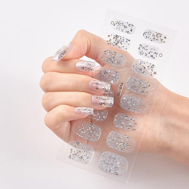 Glitter Series Shiny Manicure Decoration Designed Nail Art Stickers Nail Decoration Nail Wraps Shiny Tattoos Kids Nails Art Decoration Nail Strips Shiny French Tip Guides Stickers French Nail Stickers Form Fringe Guides Stevvex