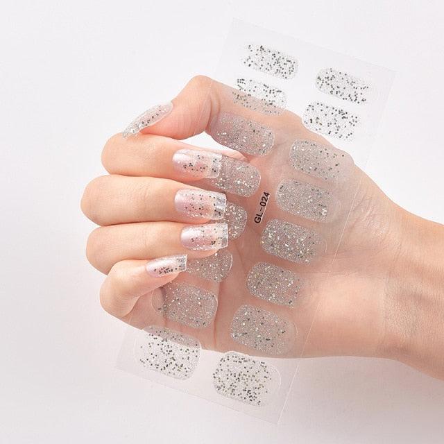 Glitter Series Shiny Manicure Decoration Designed Nail Art Stickers Nail Decoration Nail Wraps Shiny Tattoos Kids Nails Art Decoration Nail Strips Shiny French Tip Guides Stickers French Nail Stickers Form Fringe Guides Stevvex