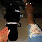 Glitter Slippers Women Summer Sandals Fashion Bling Candy Color Flip Flops Beach Diamond Flat Outdoor Sandals Slip On Sandals Slide Glitter Bling Casual Sandal Flat Open Toe Sparkle Slides