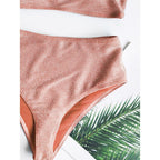 Glitter Sparkling Female Swimsuit High Waist Bikini Women's High Waist Bikinis Party Glitter Scoop Neck Crop Top Swimsuits Two Piece Bathing Suit Women Swimwear Two-pieces Bikini Set Summer Swim Suit Stevvex