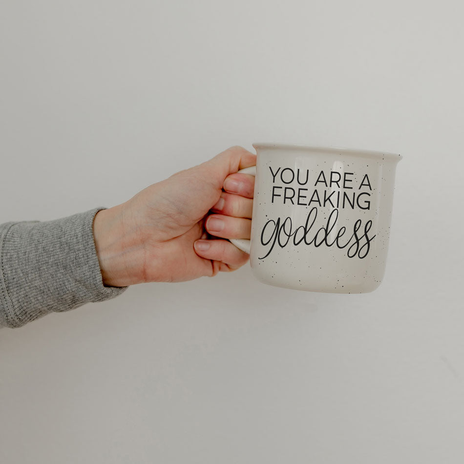 Goddess Ceramic Coffee Mug 14.5oz You Are a Freaking Goddess Inspirational Gift Best BandsCo Straps