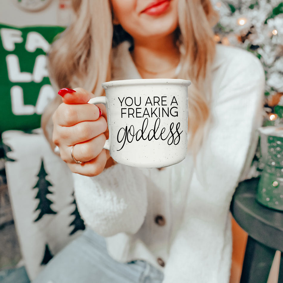 Goddess Ceramic Coffee Mug 14.5oz You Are a Freaking Goddess Inspirational Gift Best BandsCo Straps