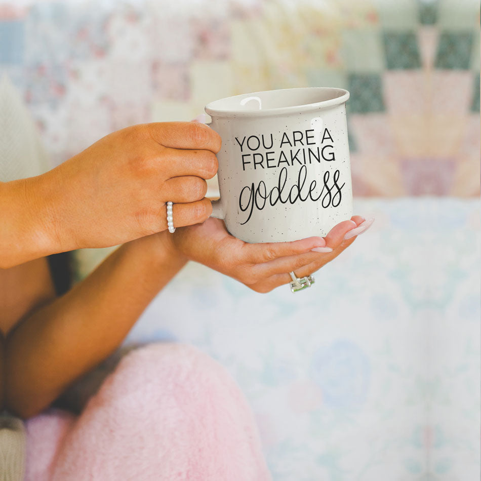 Goddess Ceramic Coffee Mug 14.5oz You Are a Freaking Goddess Inspirational Gift Best BandsCo Straps