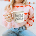 Goddess Ceramic Coffee Mug 14.5oz You Are a Freaking Goddess Inspirational Gift Best BandsCo Straps