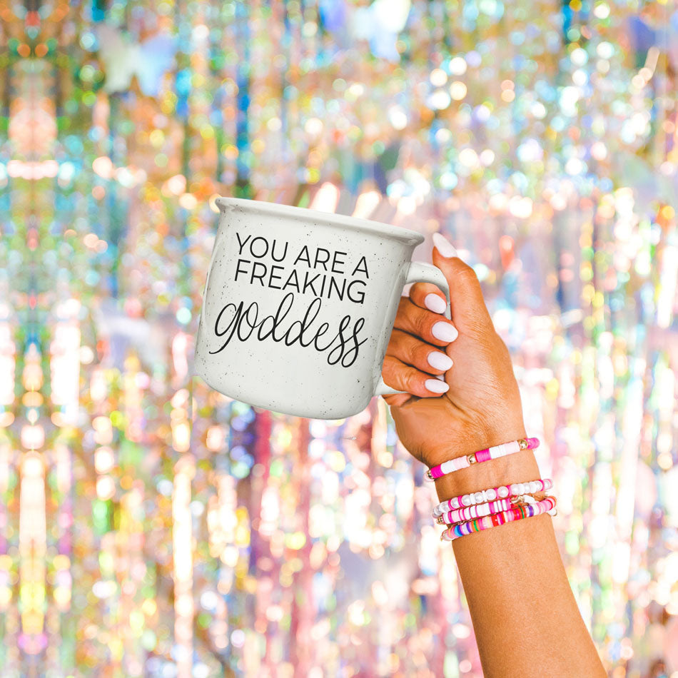 Goddess Ceramic Coffee Mug 14.5oz You Are a Freaking Goddess Inspirational Gift Best BandsCo Straps