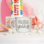 Goddess Ceramic Coffee Mug 14.5oz You Are a Freaking Goddess Inspirational Gift Best BandsCo Straps