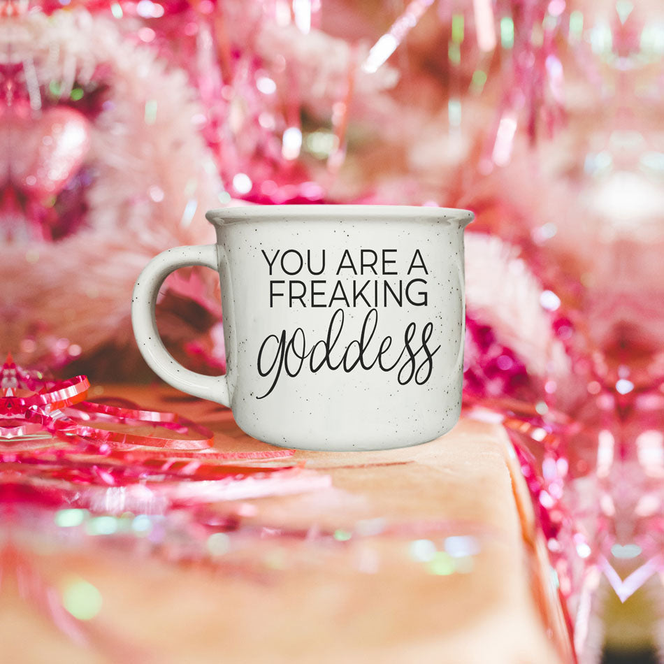 Goddess Ceramic Coffee Mug 14.5oz You Are a Freaking Goddess Inspirational Gift Best BandsCo Straps
