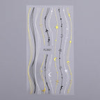 Gold 3D Nail Sticker Curve Stripe Lines Nails Stickers Gradient Adhesive Striping Tape Nail Foil Nail Art Stickers Decals Silver Strip Line Nail Decal Self-Adhesive 3D Wave Decal Decoration Metallic Curve Design Decoration for Women Girls Stevvex