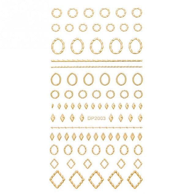 Gold 3D Nail Sticker Curve Stripe Lines Nails Stickers Gradient Adhesive Striping Tape Nail Foil Nail Art Stickers Decals Silver Strip Line Nail Decal Self-Adhesive 3D Wave Decal Decoration Metallic Curve Design Decoration for Women Girls Stevvex