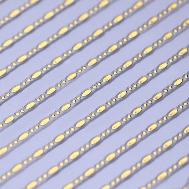 Gold 3D Nail Sticker Curve Stripe Lines Nails Stickers Gradient Adhesive Striping Tape Nail Foil Nail Art Stickers Decals Silver Strip Line Nail Decal Self-Adhesive 3D Wave Decal Decoration Metallic Curve Design Decoration for Women Girls Stevvex