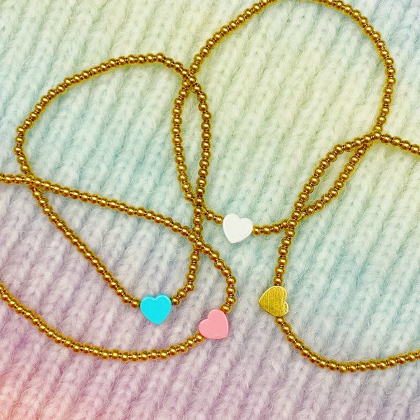 Gold Beaded Heart Bracelet Delicate Minimalist Gift