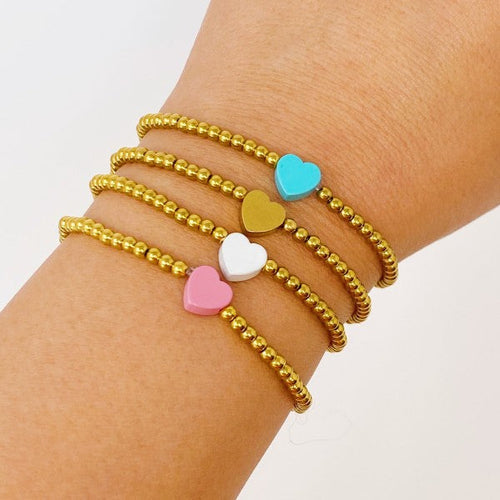 Gold Beaded Heart Bracelet Delicate Minimalist Gift