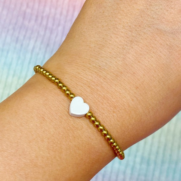 Gold Beaded Heart Bracelet Delicate Minimalist Gift