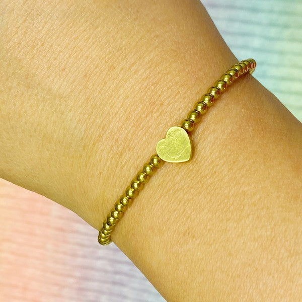 Gold Beaded Heart Bracelet Delicate Minimalist Gift
