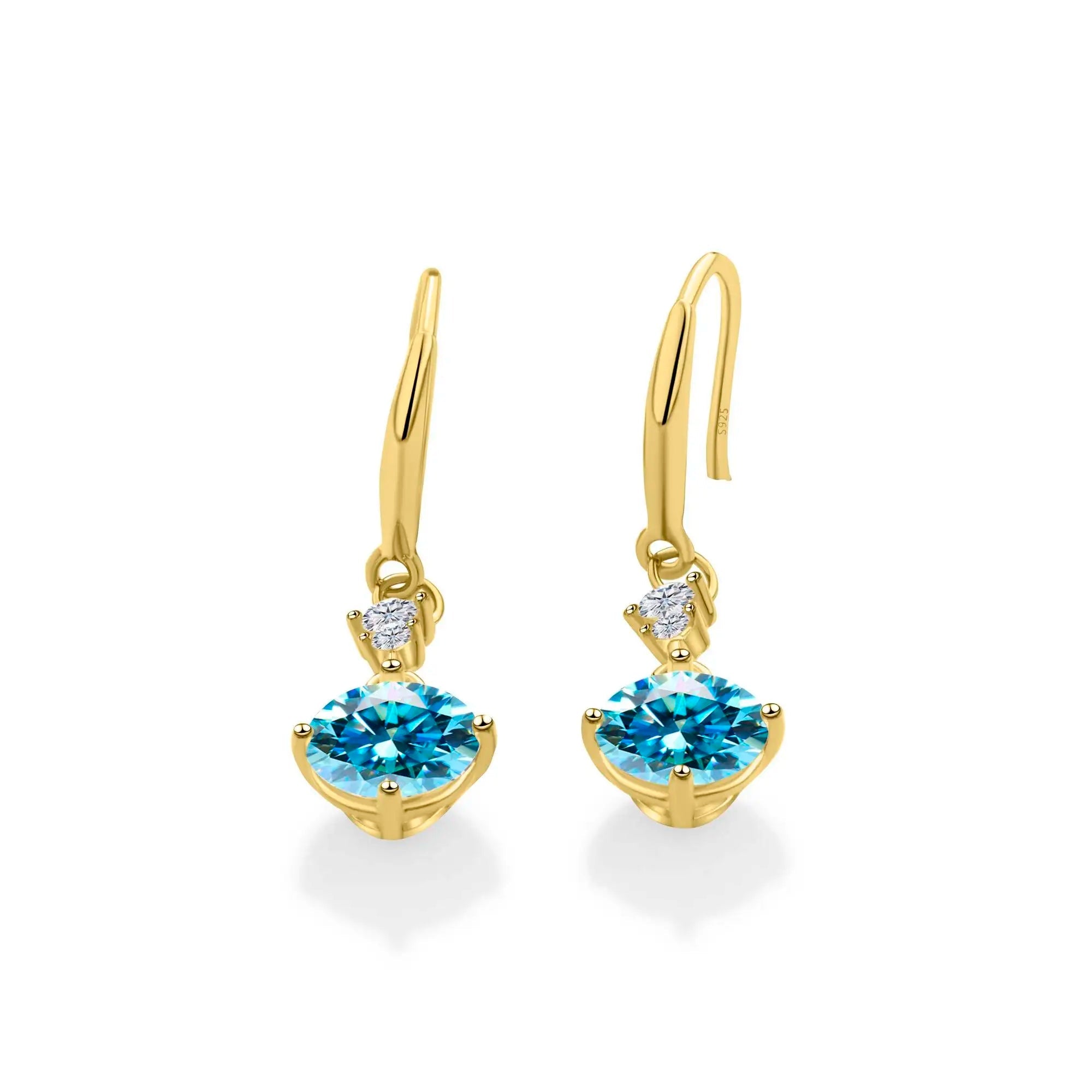 Moissanite Earrings 925 Sterling Silver White Gold Plated Hypoallergenic Studs BandsCo Straps